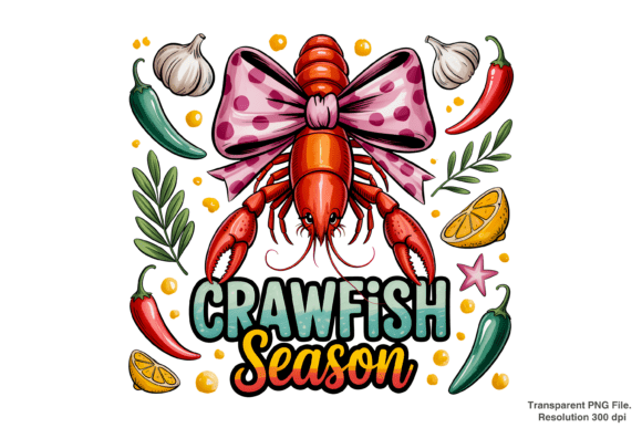 Elevate Your Designs with Crawfish Season Preppy PNG Art