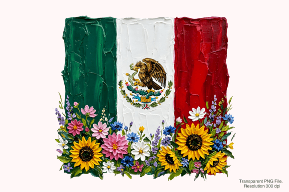 Elevate Your Designs with Vibrant Mexican Flag Floral and Sunflower Mexico PNG Art